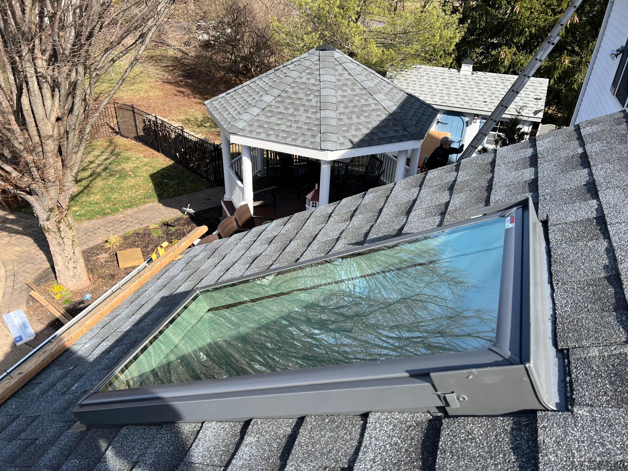 Luxury skylight installation integrated into residential roof